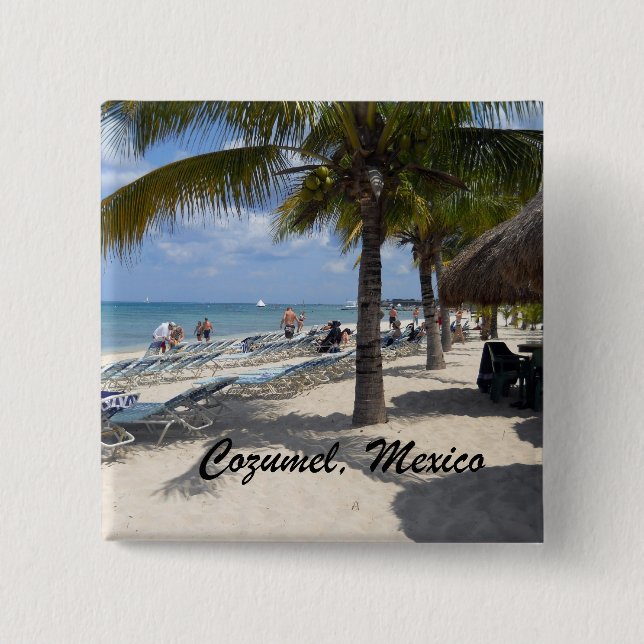 Badge Carré 5 Cm Cozumel, Mexique (Devant)