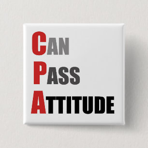 Badge Carré 5 Cm CPA : Peut passer l'attitude