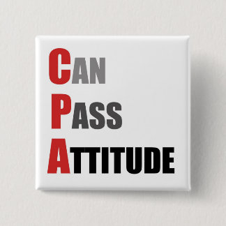 Badge Carré 5 Cm CPA : Peut passer l'attitude