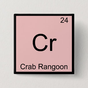 Badge Carré 5 Cm Cr - Chimie drôle de Crab Rangoon Symbole d'élémen