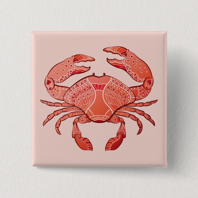 Badge Carré 5 Cm Crabe de style (Devant)