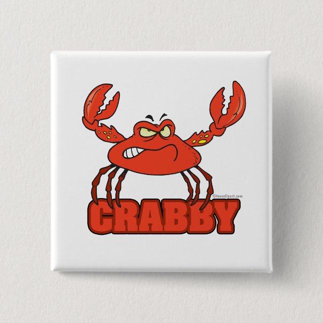 Badge Carré 5 Cm crabe rouge drôle avec attitude (Devant)