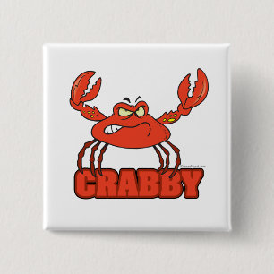 Badge Carré 5 Cm crabe rouge drôle avec attitude