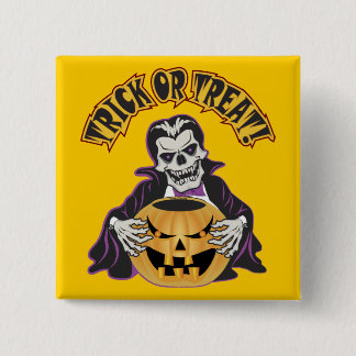 Badge Carré 5 Cm Crâne Dracula