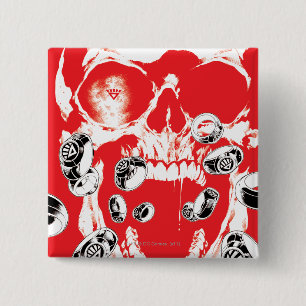 Badge Carré 5 Cm Crâne et anneaux - rouge