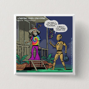 Badge Carré 5 Cm Crash Test Hippie Funny