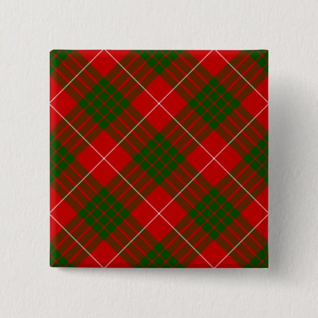 Badge Carré 5 Cm Crawford tartan rouge vert plaid (Devant)