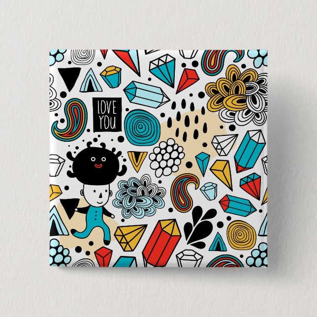 Badge Carré 5 Cm Crazy head (Devant)