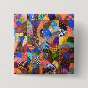 Badge Carré 5 Cm Crazy Quilt Patchwork Quilet Abstrait Art géométri