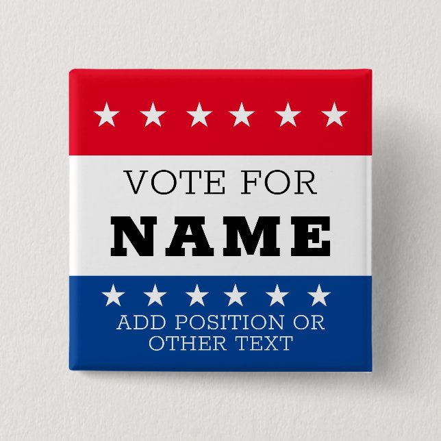 Badge Carré 5 Cm Create Your Own Election Design Campaign Button (Devant)