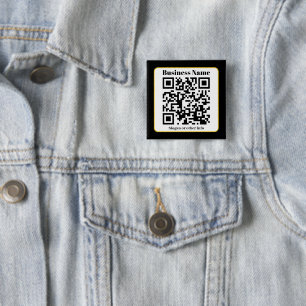 Badge Carré 5 Cm Create Your Own QR Code   Black White Gold Border