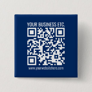 Badge Carré 5 Cm Créer votre propre code QR   Bleu