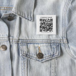 Badge Carré 5 Cm Créez votre propre code QR   Noir et blanc