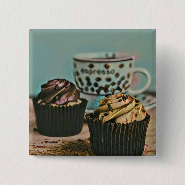 Badge Carré 5 Cm Crème glacée au chocolat (Devant)