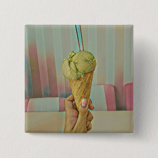 Badge Carré 5 Cm Crème glacée au chocolat (Devant)