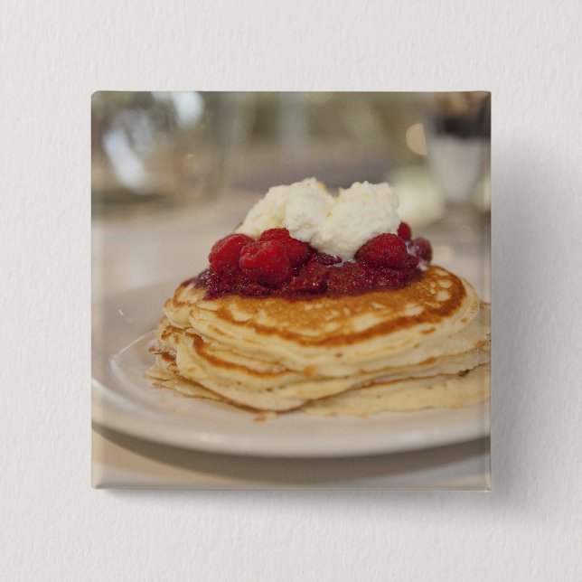 Badge Carré 5 Cm Crêpes aux framboises (Devant)