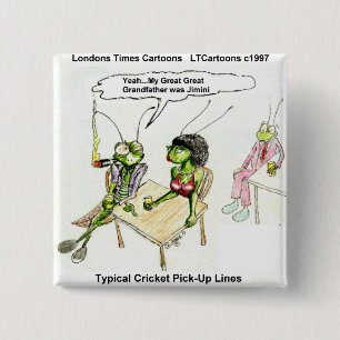Badge Carré 5 Cm Cricket Pick-Up Lines Funny