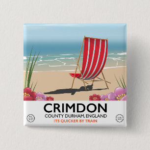 Badge Carré 5 Cm Crimdon, comté de Durham, Angleterre.