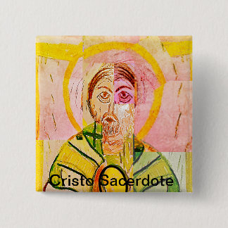Badge Carré 5 Cm Cristo Sacerdote