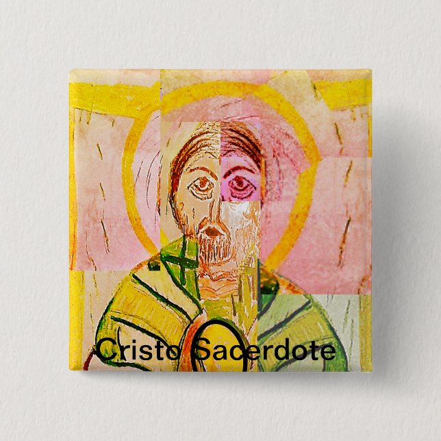 Badge Carré 5 Cm Cristo Sacerdote (Devant)