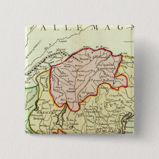 Badge Carré 5 Cm Croatie, Slovénie, Italie (Devant)