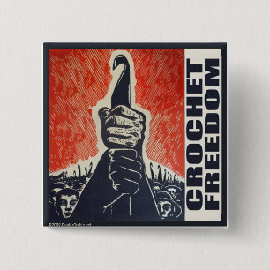 Badge Carré 5 Cm Crochet Freedom - bouton