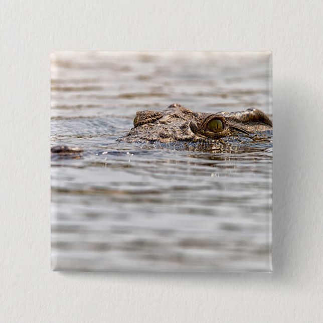 Badge Carré 5 Cm Crocodile du Nil (Devant)