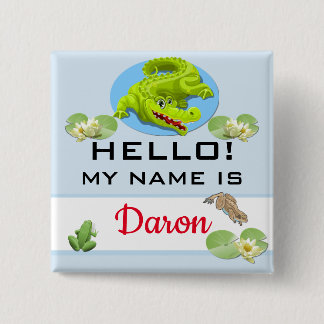 Badge Carré 5 Cm Crocodile souriant Mon nom est