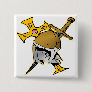 Badge Carré 5 Cm Croiseur Casque Croix & épée
