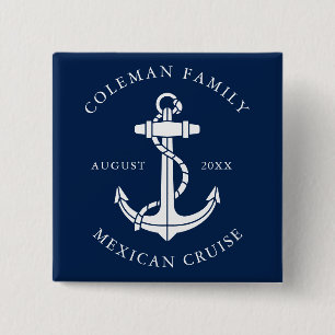 Badge Carré 5 Cm Croisière familiale simple Ancre de bateau nautiqu