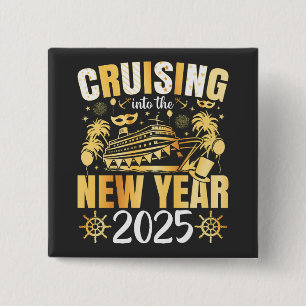 Badge Carré 5 Cm Croisière sur la croisière du Nouvel An Carré 2025