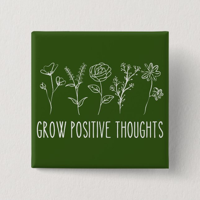 Badge Carré 5 Cm Croissance des pensées positives Esthétique (Devant)