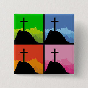 Badge Carré 5 Cm Croix