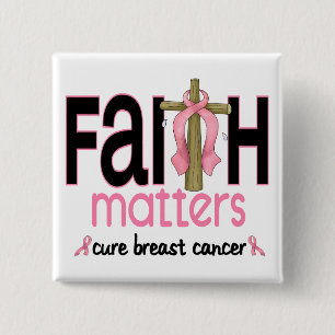 Badge Carré 5 Cm Croix 1 de sujets de foi de cancer du sein
