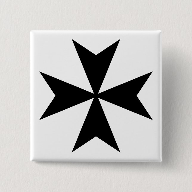 Badge Carré 5 Cm Croix de Malte noire (Devant)