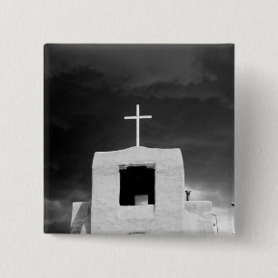 Badge Carré 5 Cm Croix sur la plus ancienne église, San Miguel, San
