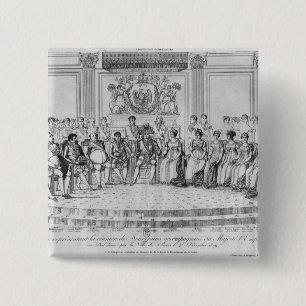 Badge Carré 5 Cm Croquis dépeignant le napoléon I et les sovereig