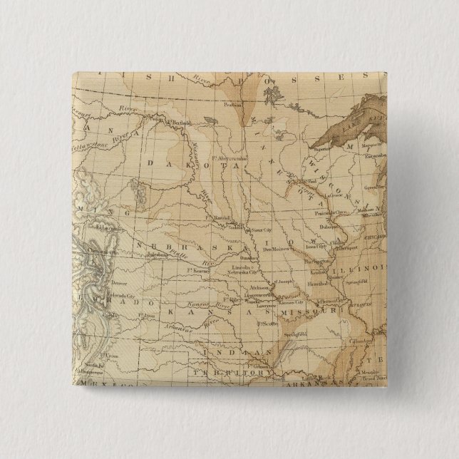 Badge Carré 5 Cm Croquis hypsomique américain (Devant)