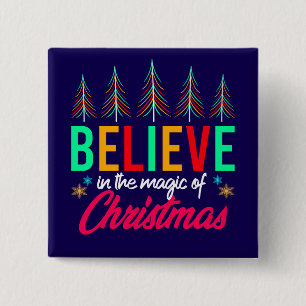 Badge Carré 5 Cm Croyez en la magie de Noël-82303