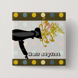 Badge Carré 5 Cm Cru de salon de beauté de coiffeur