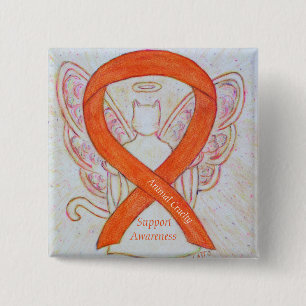 Badge Carré 5 Cm Cruauté envers les animaux Viande de Ribbon Angel