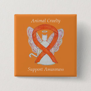 Badge Carré 5 Cm Cruauté envers les animaux Viande de Ribbon Angel
