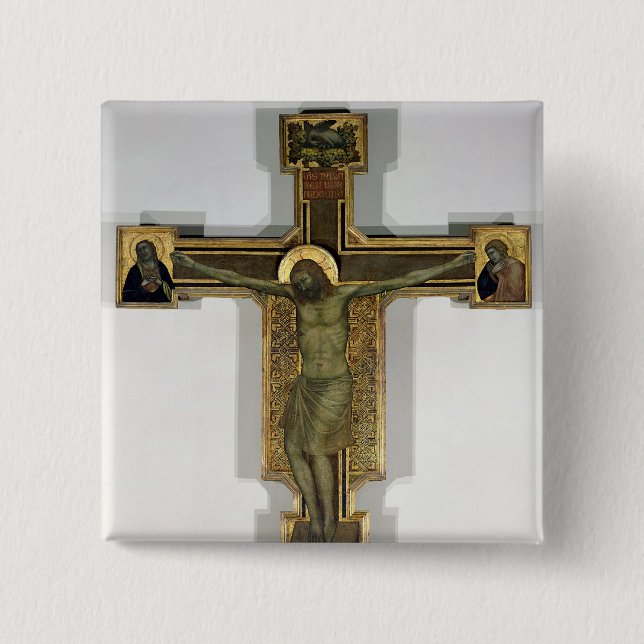 Badge Carré 5 Cm Crucifix 2 (Devant)