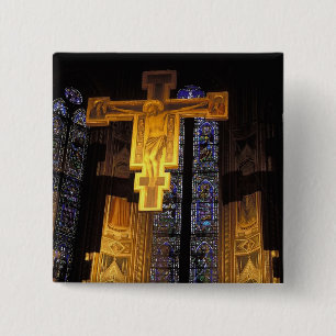 Badge Carré 5 Cm Crucifix au-dessus du Haut-autel à Père Noël