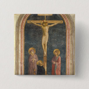 Badge Carré 5 Cm Crucifixion avec la Vierge, solides solubles. John