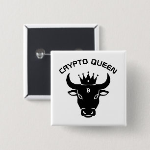 Badge Carré 5 Cm Crypto Queen Personnalisé Blanc