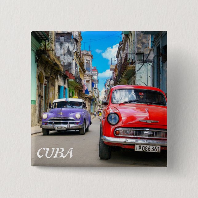 BADGE CARRÉ 5 CM CUBA HAVANA (Devant)