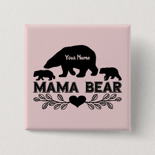 Badge Carré 5 Cm Cubes de maman d'ours personnalisables Silhouette