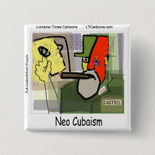 Badge Carré 5 Cm Cubiste Castro NeoCubaism drôle
