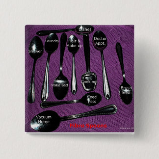 Badge Carré 5 Cm Cuillères de conscience de fibromyalgie